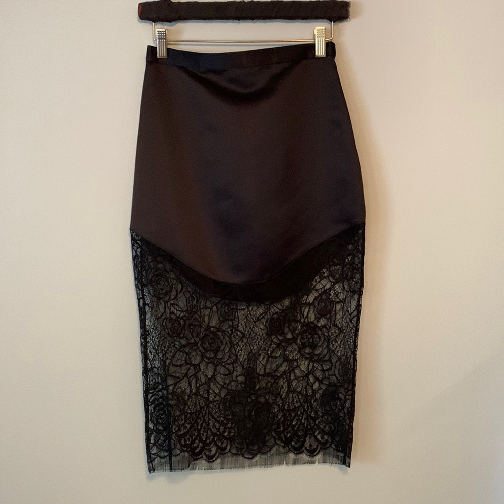 Black Satin and lace skirt